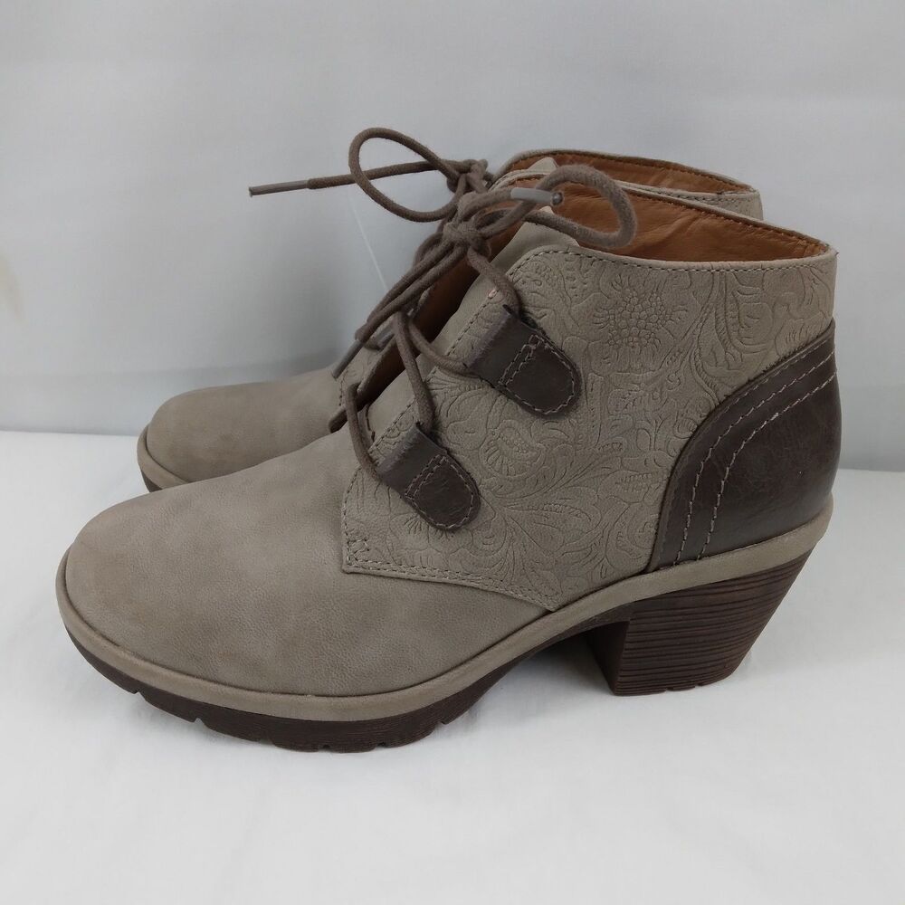 Eurosoft Softt Talen Embossed Brown Ankle Booties Boho Peasant Women's Size 6 M - Picture 4 of 10